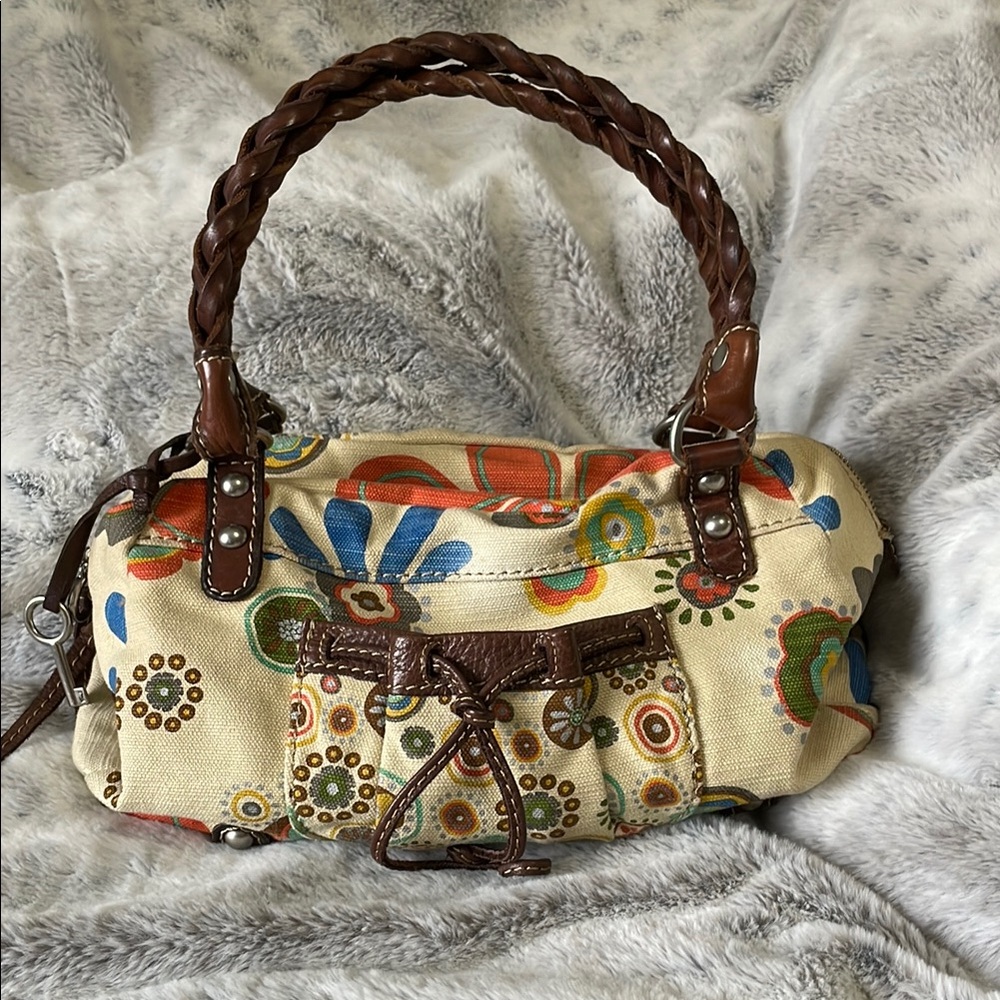 Fossil Multicolor Floral Satchel